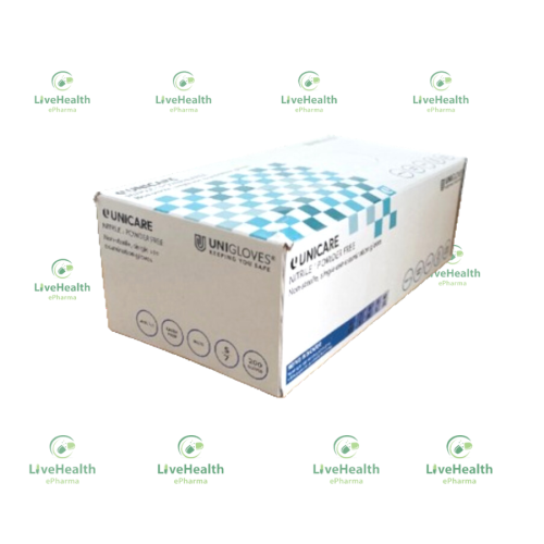 https://livehealthepharma.com/images/products/1729506763Unicare Nitrile Powder Free Single use gloves.png